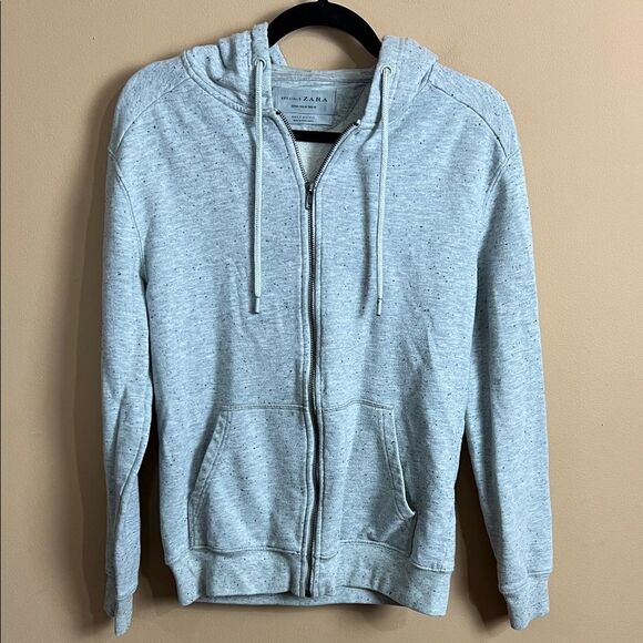 Zara Specials Daily Outfit Men’s Medium Gray Speckled Zip Up Hoodie Jacket - Picture 1 of 3